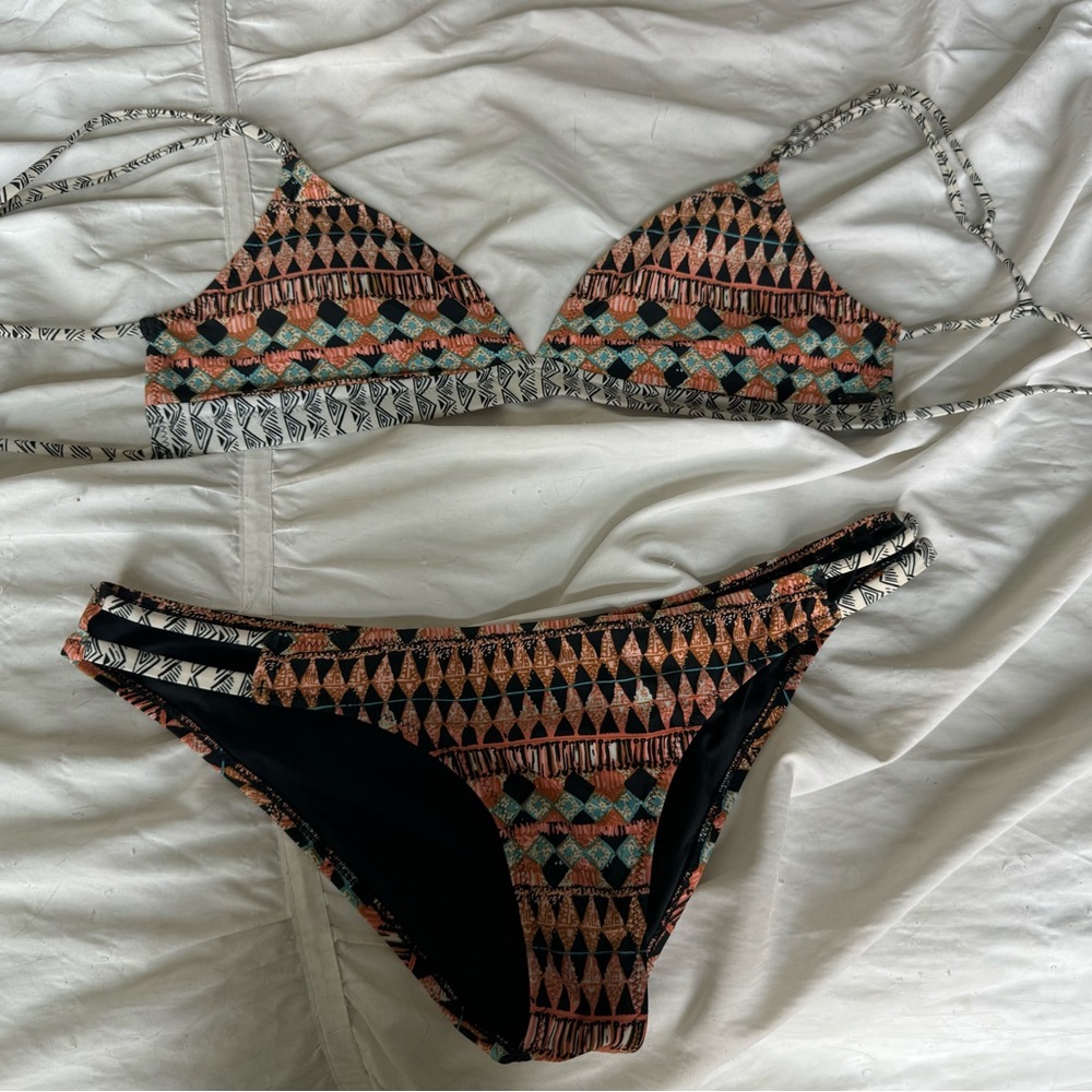 Volcom Black and Orange Bikini Top